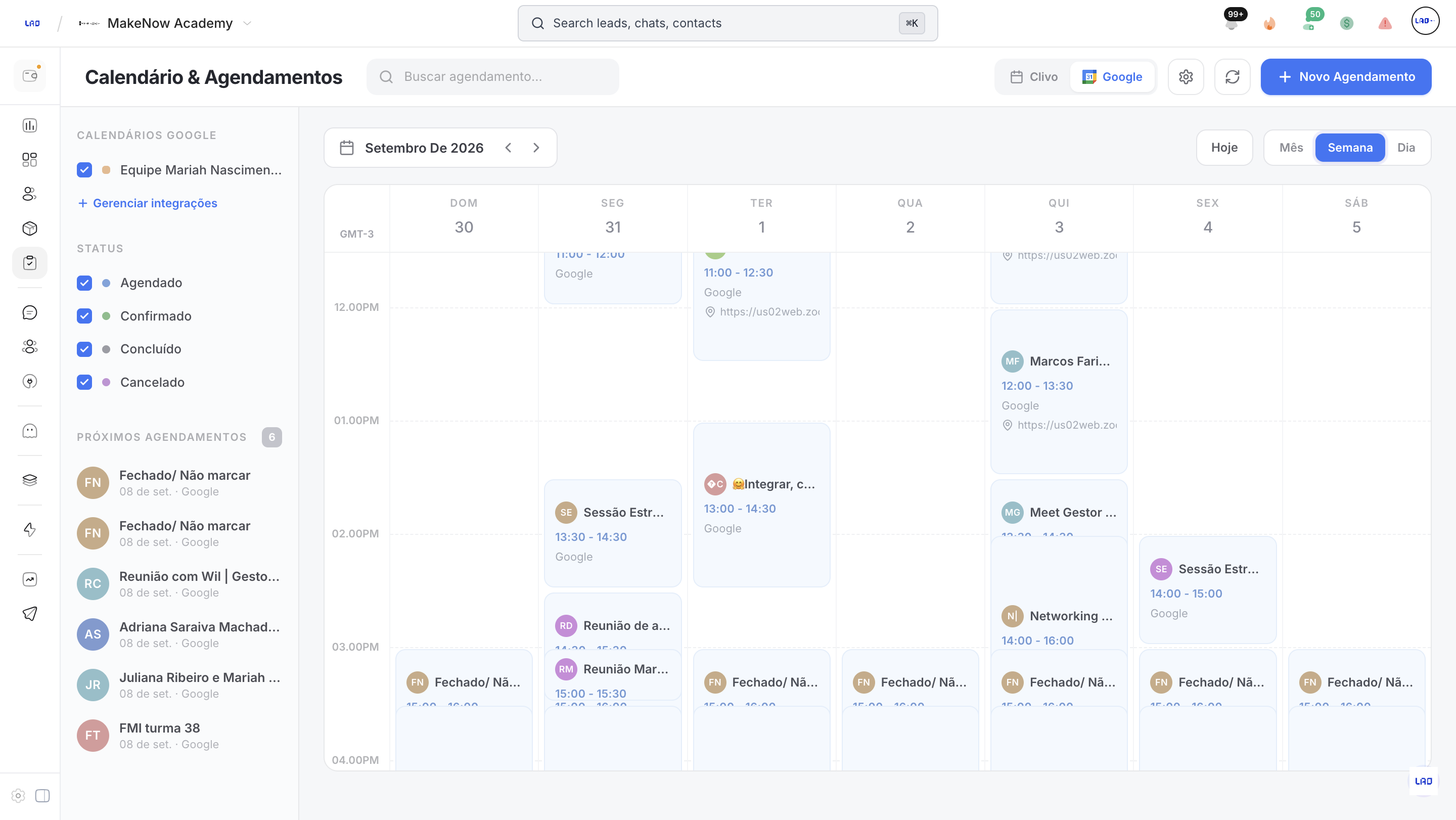 Tela Google Agenda